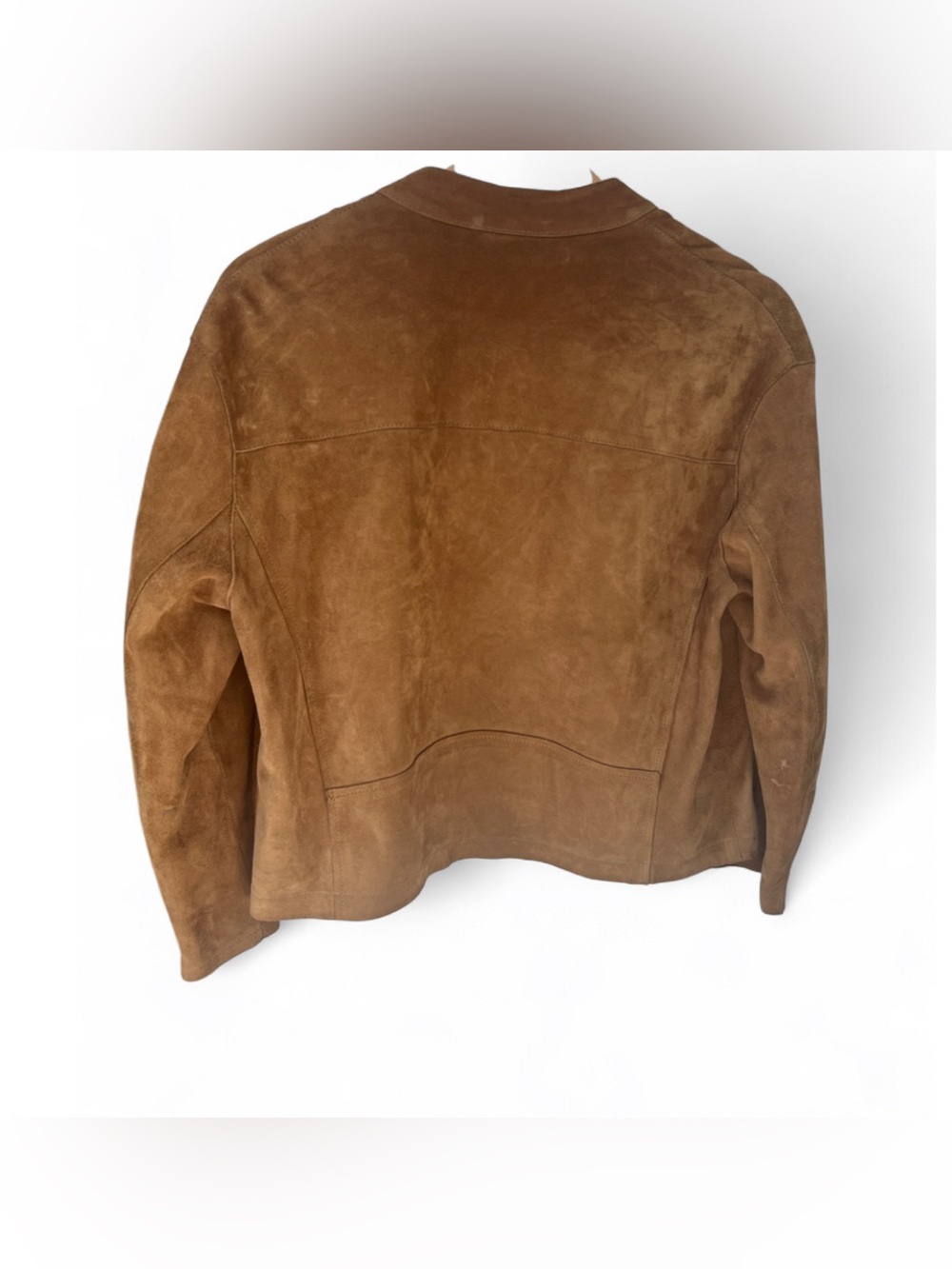 All saints dahlia tan suede zip up moto jacket size 4 /36 - Picture 3 of 6